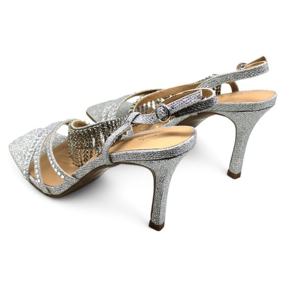 Thalia Sodi Womens Silver Glitter Goring Padded Embellished Asymmetrical Skylar - Picture 7 of 8